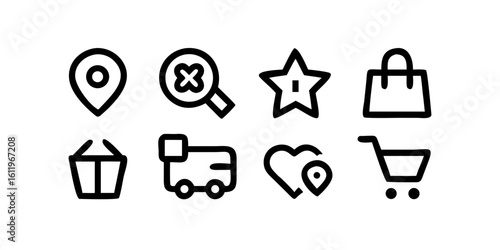 E-commerce & Shopping Essentials: A Comprehensive Icon Set for Online Retail Navigation