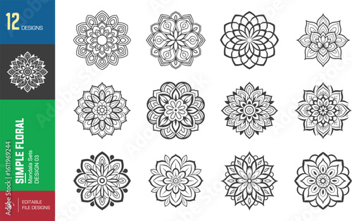 Intricate floral mandala designs creating a sense of Zen and mindful creativity