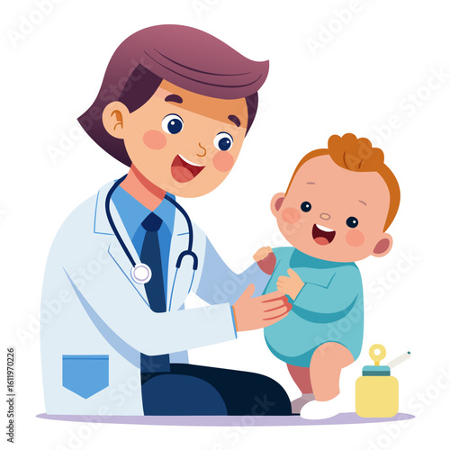 doctor and baby vector