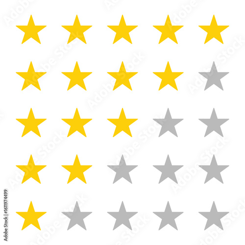 set of vector stars. feedback set vector. set of five stars vector.  5 stars vector. Golden five star rating vector