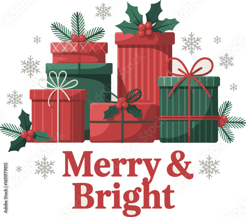Christmas Presents and Holiday Packaging Vector Icons – Decorative Gift Boxes in Flat Design