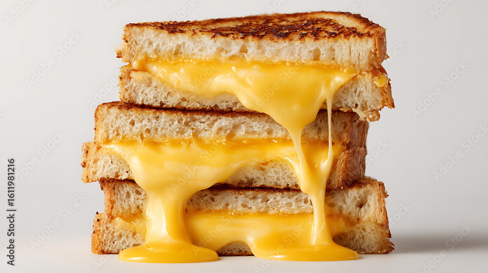 Golden melted cheese oozing from toasted bread stacks grilled cheese gooey Golden melted cheese oozing from toasted bread stacks grilled cheese gooey