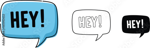 Download hey speech bubble vector illustration set communication chat message design