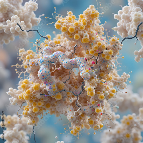 Lactase (Kluyveromyces lactis beta-galactosidase) enzyme. Lactose digesting protein isolated from yeast that is used to prepare lactose-free foods. 3D illustration.