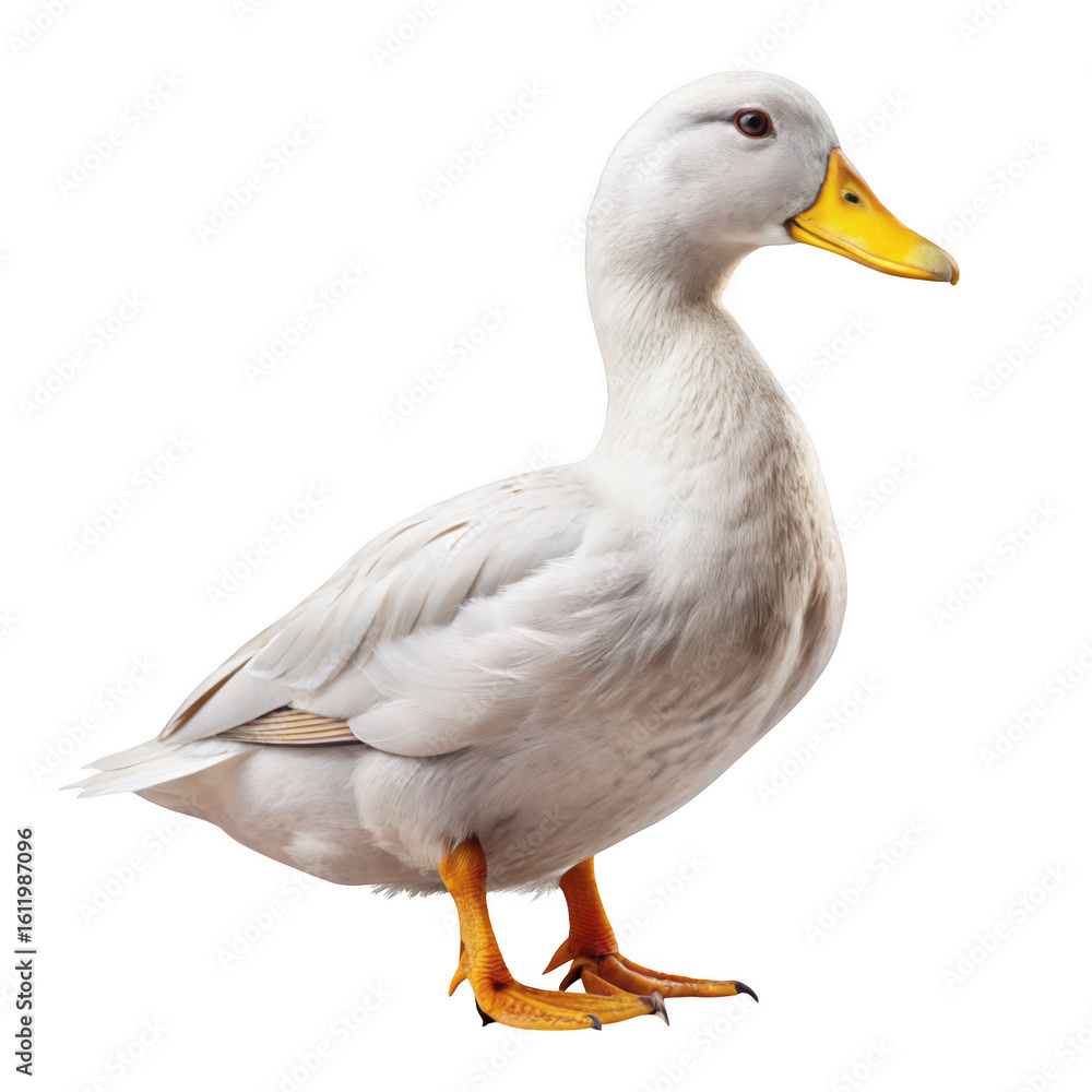 Fototapeta premium A white duck isolated on a transparent background