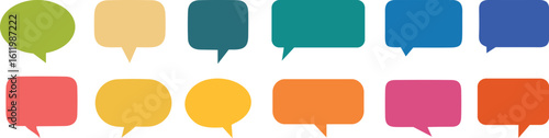 Set of different speech bubbles. Communication concept, Speak bubble text, vector set of flat message bubbles. Vector illustration balloon speak signs