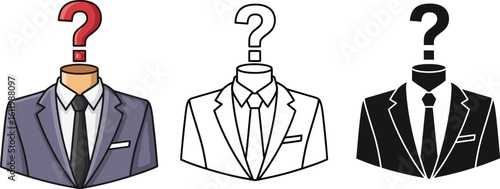 Business man question mark head vector illustration concept of uncertainty and doubt
