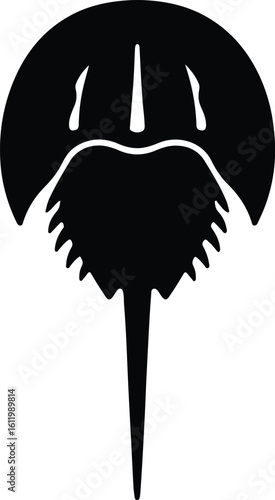 Silhouette Horseshoe crab marine animal black and white vector illustrator