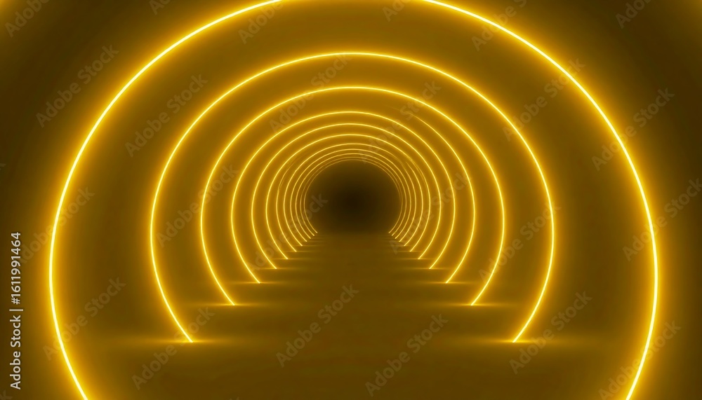 Obraz premium Neon tunnel, glowing circles