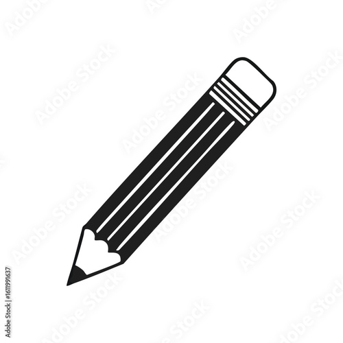 Pencil Icon Drawing Tool. A clear minimalist graphic of an artistic implement, representing education, creative work, and the act of jotting notes.