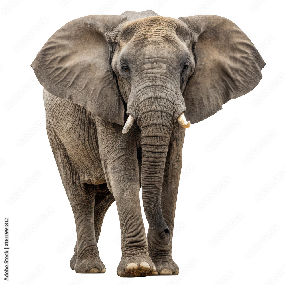 Obraz premium An african elephant stands majestically, isolated on transparent background