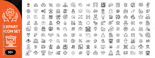 Expert line icon set. Set of  outline icons related to talent, skill, aptitude, specialist, thinking, expertise, expert and others. Editable stroke. Vector illustration design.