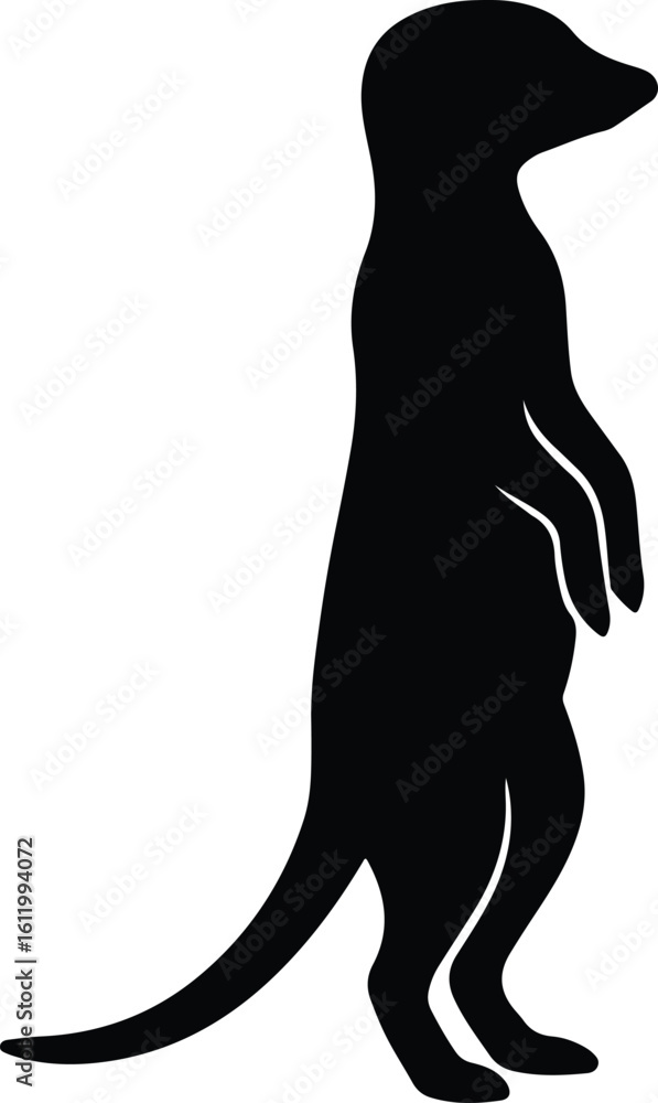 Obraz premium Silhouette meerkat standing upright attentive vector illustrator