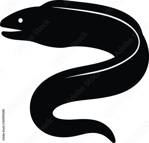 Silhouette moray eel elegant aquatic wildlife creature marine life vector illustrator