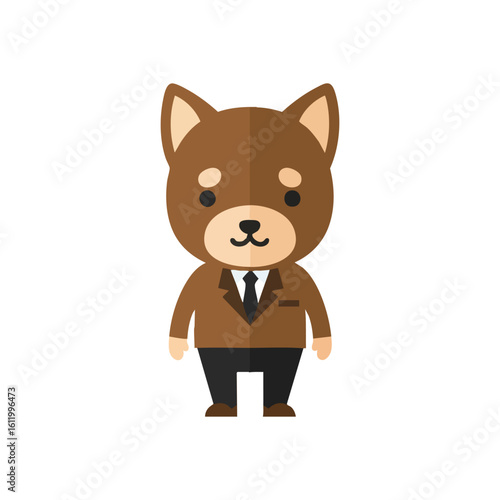 Professional Dog Character Illustration. A delightful digital artwork showcasing an adorable furry companion adorned in a smart business ensemble. It represents sophistication and corporate charm.