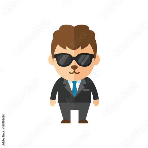 Business Character with Sunglasses. Professional animal mascot wearing formal attire and dark shades. It symbolizes competence, discretion, and a friendly corporate identity.