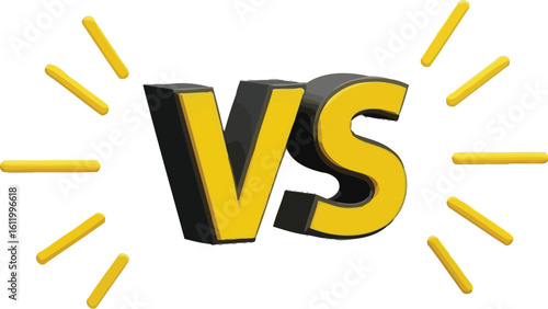 Dramatic VS text with bright yellow light bursts for competition