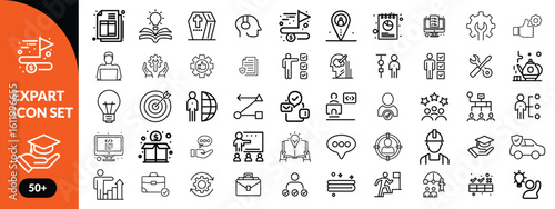 Expert line icon set. Set of  outline icons related to talent, skill, aptitude, specialist, thinking, expertise, expert and others. Editable stroke. Vector illustration design.