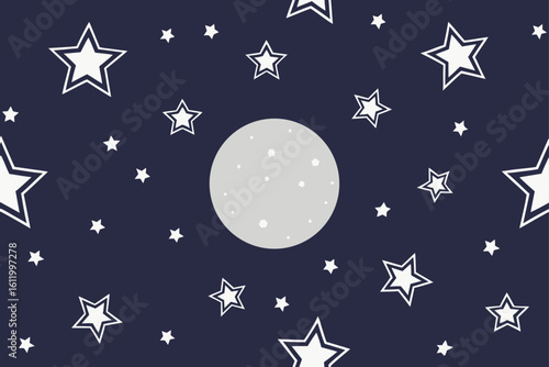 Full moon and stars night sky celestial astronomy