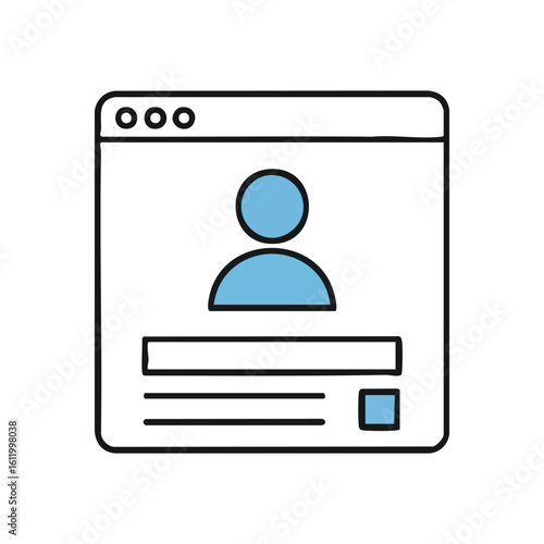 Digital User Account Interface. This graphic symbolizes online identity, requiring personal details for secure platform entry. Ideal for web and app design.