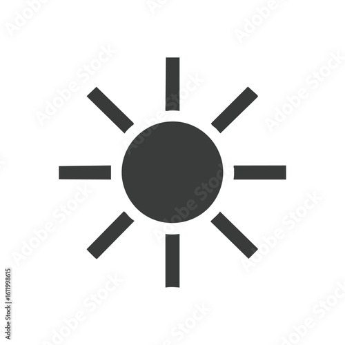 Sun Brightness Icon Dark Mode. Abstract graphical emblem for solar energy, warmth, or screen luminance adjustments. Ideal for UI UX elements and digital media content.