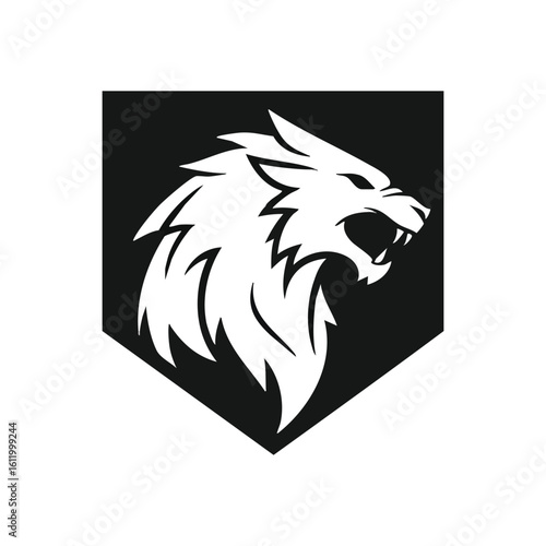 Fierce Lion Head Emblem. A bold heraldic mark of a dominant feline, signifying might and bravery. Its intense expression evokes raw wild instinct and supreme command.