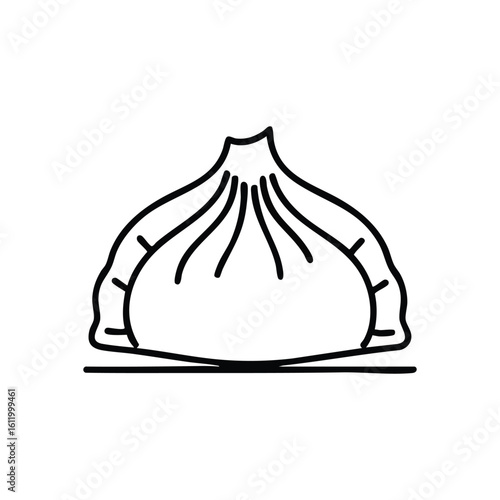 Traditional Pleated Dumpling Icon. Clean vector artwork showcasing a classic Khinkali shape, ideal for food apps or menu designs. Symbolizes delicious cuisine and rich cultural heritage.
