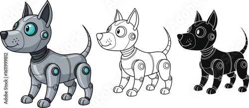 Cartoon robot dog vector illustration robotic pet animal character design for kids and adults