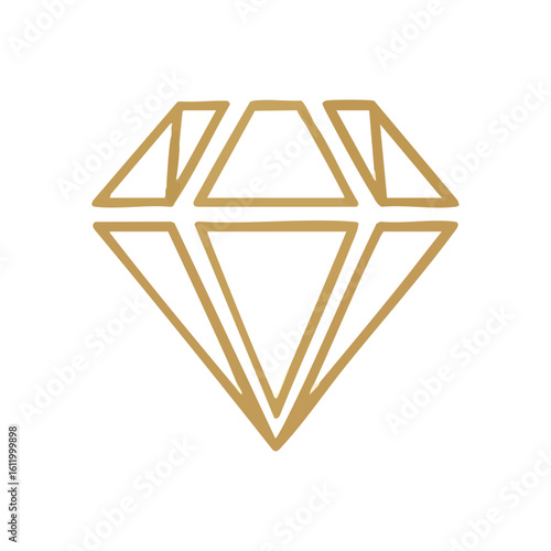 Elegant Gold Diamond Icon. A minimalist graphic of a valuable gemstone, signifying prestige, abundance, and high quality. Ideal for upscale branding or exclusive projects.