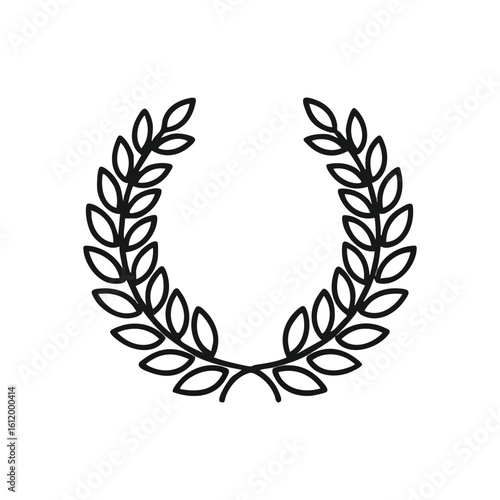 Classic Laurel Wreath Award Icon. This elegant emblem symbolizes triumph, honor, and supreme achievement. A timeless design representing victory, excellence, and success.