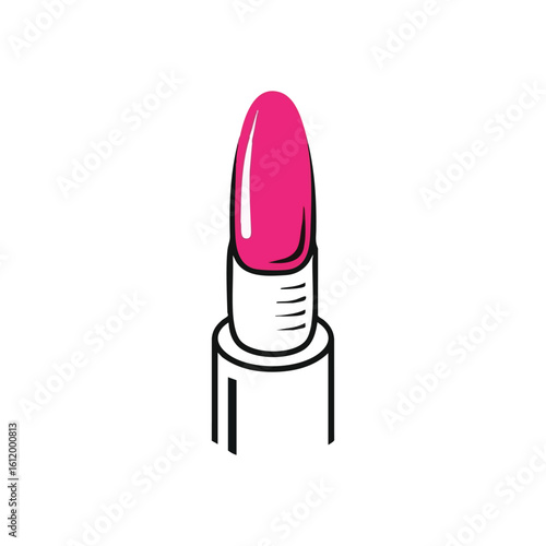 Vibrant Pink Lipstick Pop Art. Stylish makeup accessory in a striking graphic design. Represents allure, confidence, and self-expression. Perfect for beauty concepts.
