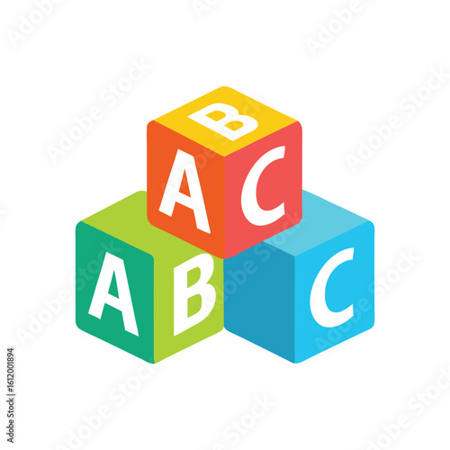 Colorful baby ABC cubes vector art illustration