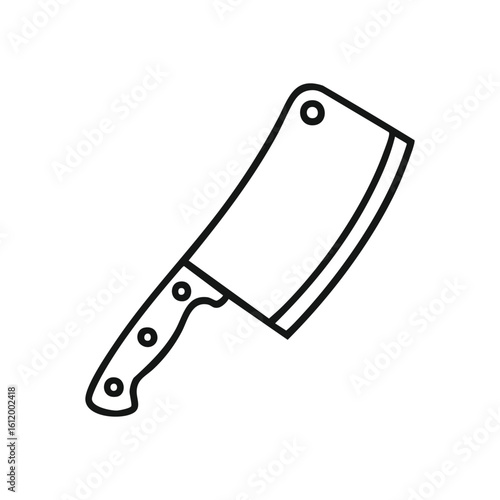 Meat Cleaver Kitchen Tool. Bold graphic of a butcher's sharp chopper. This culinary utensil symbolizes precision and strength in food preparation.