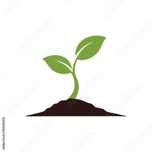 Green Sprout New Beginnings. A small vibrant sapling emerges from fertile soil. This image evokes hope, development, and environmental protection, signifying fresh starts and potential.