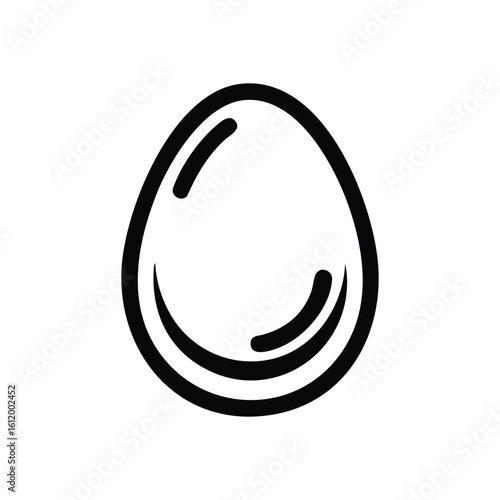 Simple White Egg Icon Design. A sleek outline depicts an organic oval, embodying new beginnings, wellness, and essential nourishment. Ideal for diverse culinary applications.