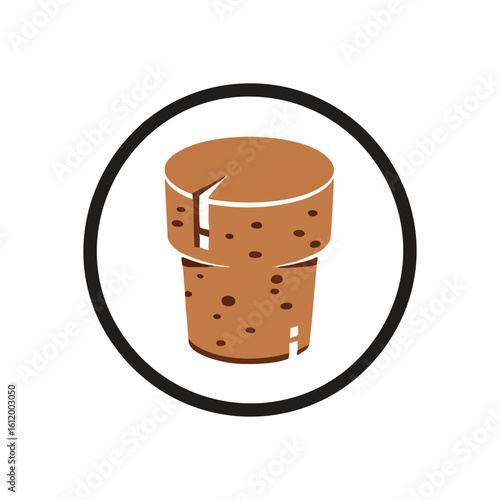 Classic Wine Bottle Cork Icon. Stylized vector graphic of a traditional bottle closure. This minimalist illustration evokes quality, celebration, and the anticipation of opening a fine vintage.