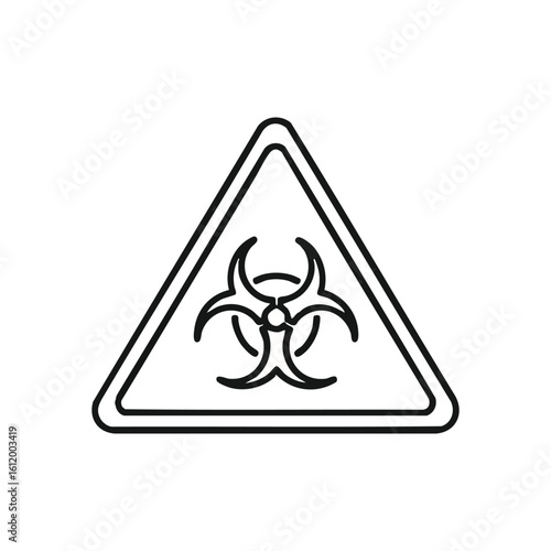 Caution Biohazard Symbol Warning. This distinctive emblem denotes biological risk and infectious materials. It represents potential contamination, public health threats, and urgent safety protocols.