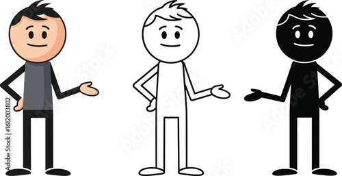 Stick figure presentation vector illustration drawing cartoon character design concept art