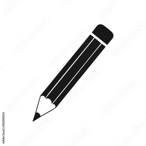 Pencil Icon for Creative Expression. A sleek graphic design depicting a universal drawing implement. Represents imagination, education, and the power of written communication and artistic endeavors.