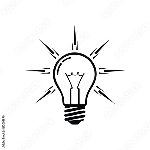 Brilliant Idea Symbol. This glowing electric bulb represents profound innovation and insightful solutions. It conveys inspiration, ingenuity, and the spark of new thought.