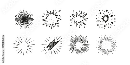 Wallpaper Mural Hand-Drawn Comic Explosion Elements Set. Dynamic Burst And Impact Effects Collection. Isolated Vector Illustration Torontodigital.ca
