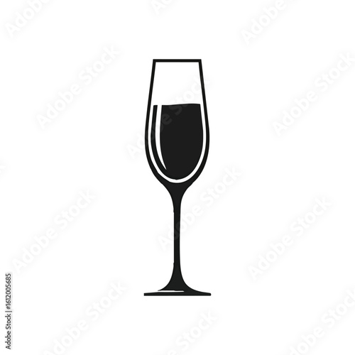 Minimalist Wine Glass Icon. A chic, contemporary drawing of a stemmed drinking vessel on a stark backdrop. This elegant image evokes refinement and festivity, perfect for upscale or event concepts.