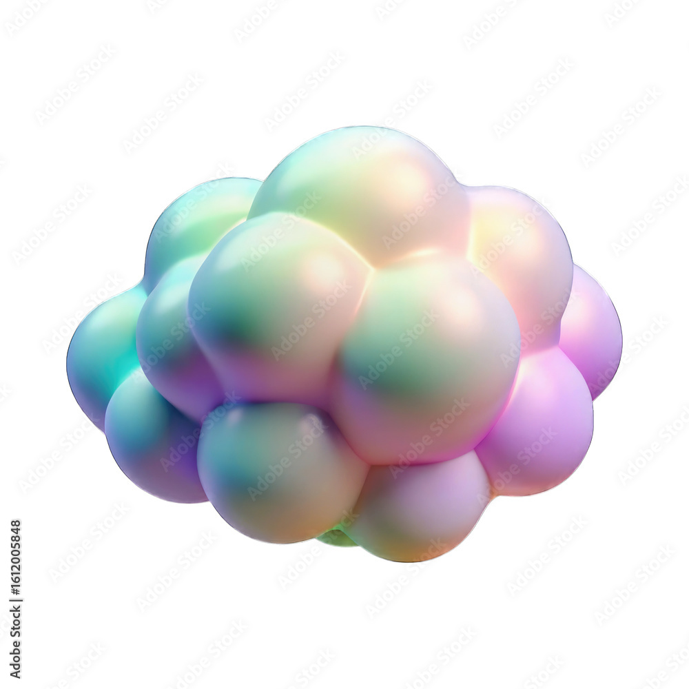 Fototapeta premium 3d abstract iridescent sphere cluster isolated on transparent background