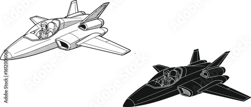 Download futuristic fighter jet vector illustration set for free airplane spaceship design