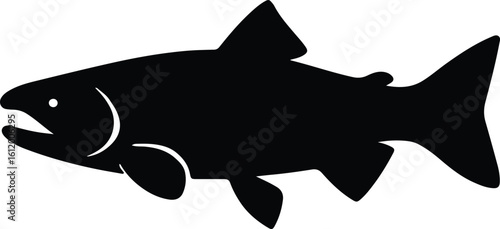 Silhouette trout salmon fish swimming marine animal vector illustrator