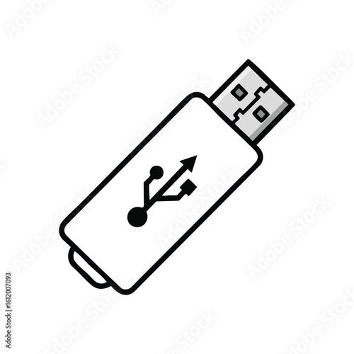 Portable USB Data Storage Device. This graphic depicts a compact flash memory unit. It symbolizes efficient information exchange, modern digital connectivity, and effortless file transfer.