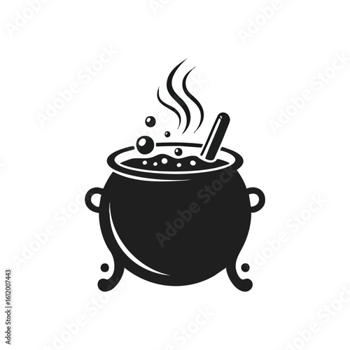 Mystic Pot Brewing Elixir. An eerie cauldron boils with a mystical mixture, suggesting ancient rites and supernatural forces. Perfect for Halloween or fantasy.