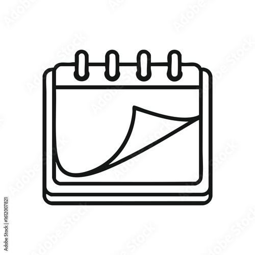 Modern Calendar Planner Icon. A sleek line art depiction of a desk agenda, symbolizing effective time management, upcoming events, and organized planning for daily activities.