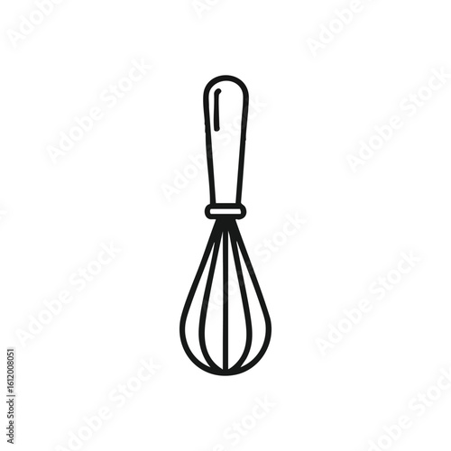 Kitchen Whisk Utensil Icon. This minimalist graphic depicts a versatile baking accessory. It symbolizes culinary creativity, blending ingredients, and the warmth of preparing delicious homemade food.