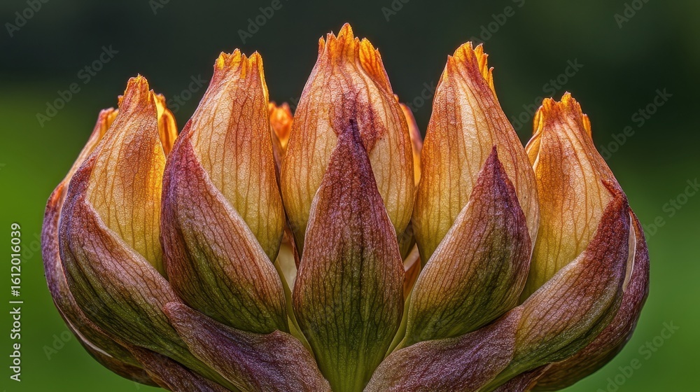 Fototapeta premium Close-Up of Colorful Flower Buds with Intricate Textures and Details